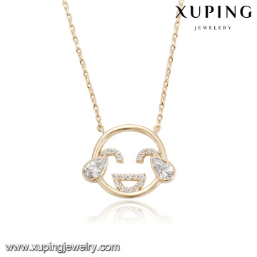 43889 xuping aleación de cobre moda 18k encantadora sonriente tipo de cara collar de niños emoji joyería de los niños